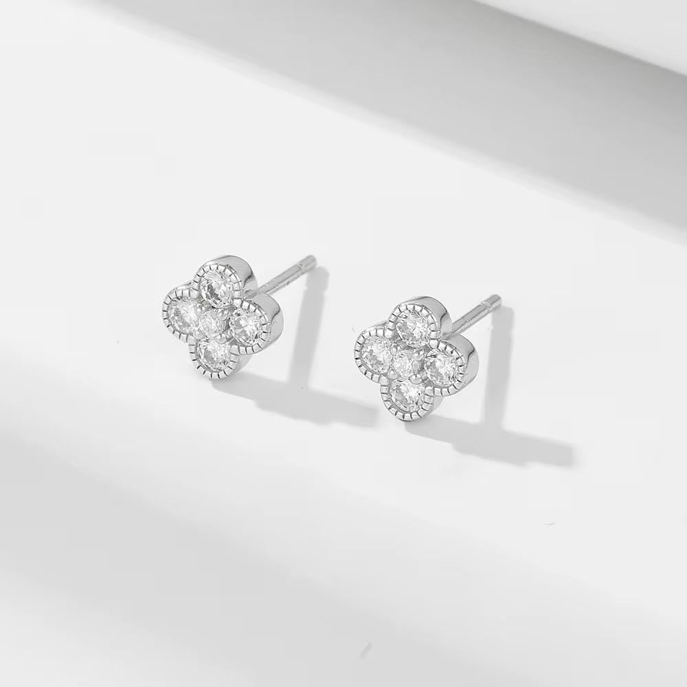 925 Sterling Silber Kleeblatt Ohrstecker Schmuck 18 Karat Vergoldeter 925 Silber Piercing Schmuck