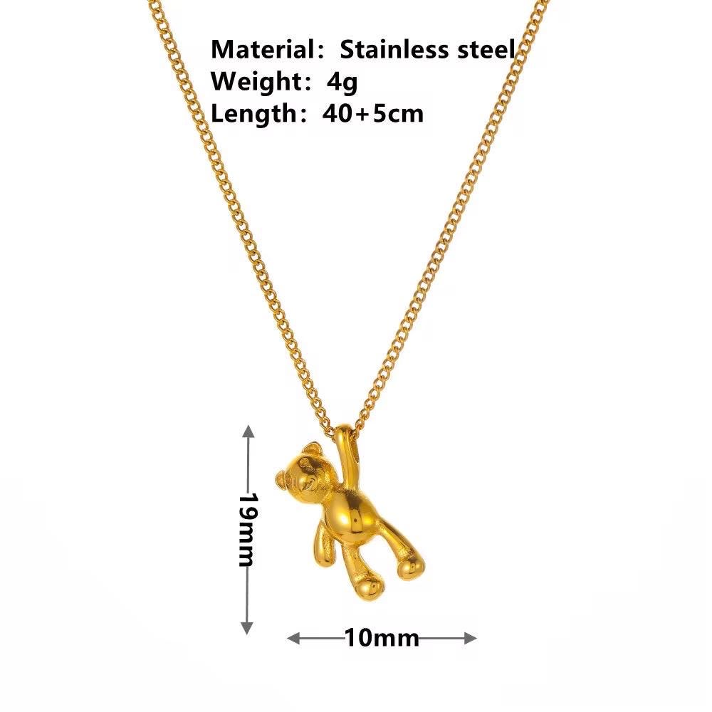 Edelstahl Halskette Bär Anhänger Kette Zubehör für Frauen Neue Trends Mädchen Schmuck Geschenke Collier