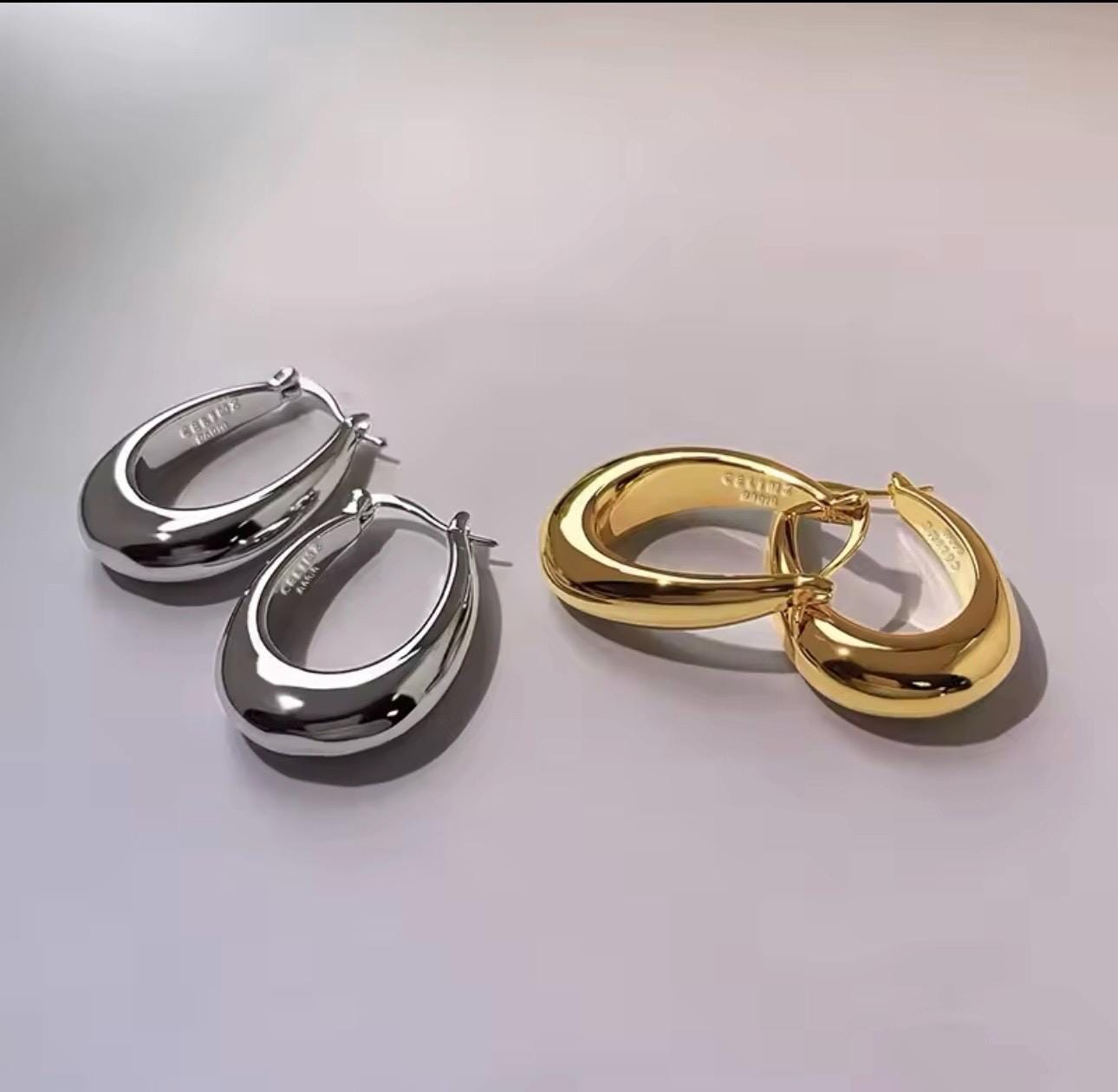 Ovale Vintage-Ohrringe aus 925er-Sterlingsilber für Damen, trendiger Ohrring-Schmuck, verhindert Allergien