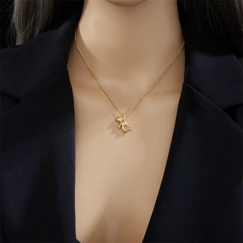 Edelstahl Halskette Bär Anhänger Kette Zubehör für Frauen Neue Trends  Mädchen Schmuck Geschenke Collier
