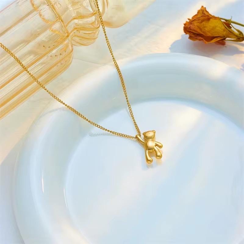 Edelstahl Halskette Bär Anhänger Kette Zubehör für Frauen Neue Trends  Mädchen Schmuck Geschenke Collier