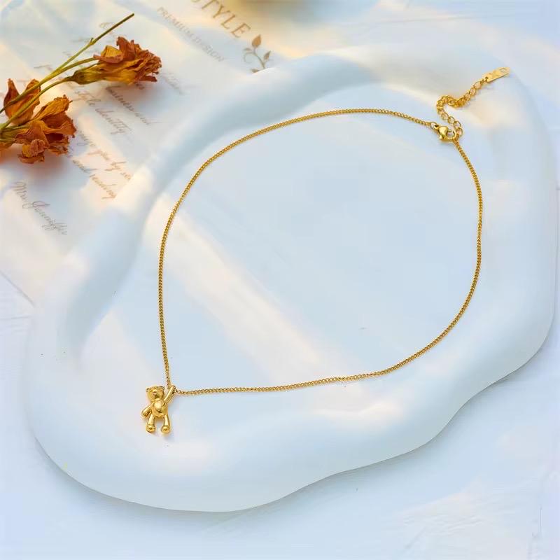 Edelstahl Halskette Bär Anhänger Kette Zubehör für Frauen Neue Trends  Mädchen Schmuck Geschenke Collier
