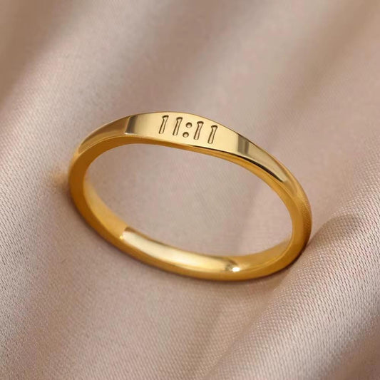 Minimalistischer und vielseitiger goldener Edelstahl-Ziffernring mit einem Innen Durchmesser von 17 mm, 18 mm oder 19 mm